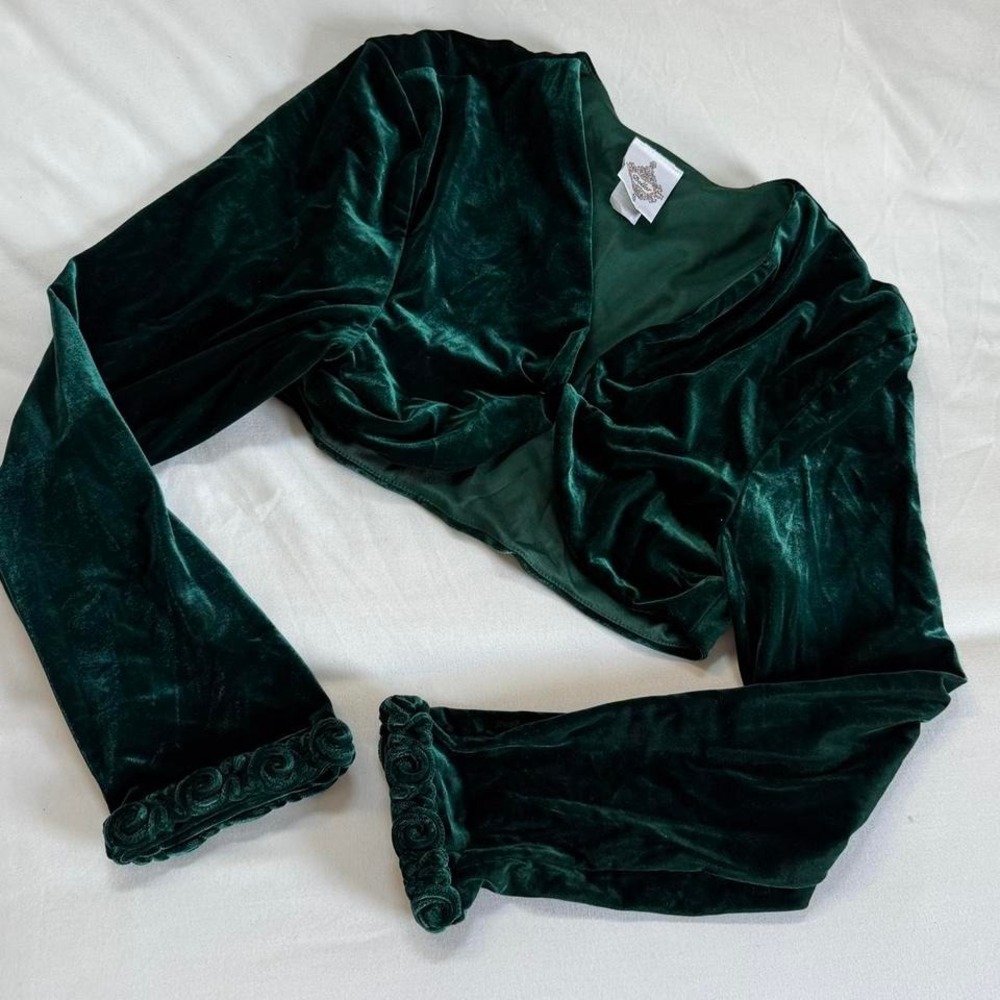 Green emerald velvet shrug  y2k emerald green velvet going‎ out top Dollar